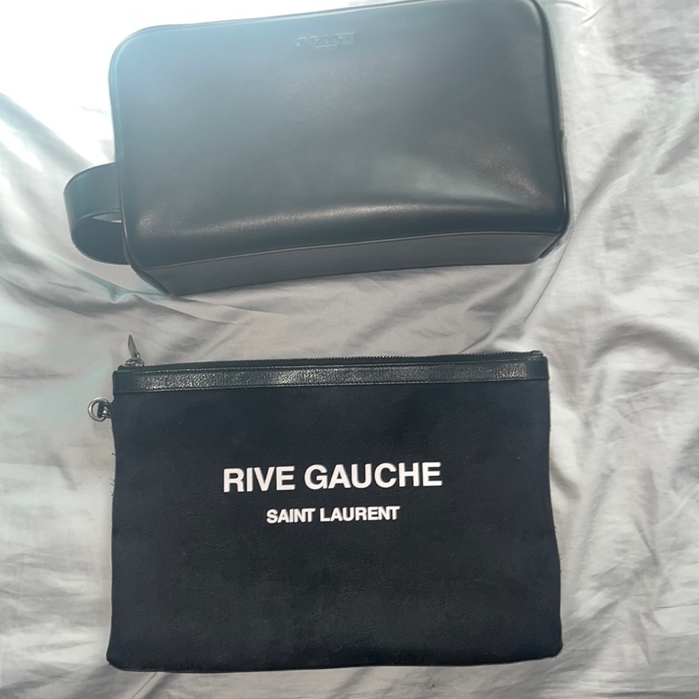 bag bundle! saint laurent pouch bag & coach hand bag. both black/white.